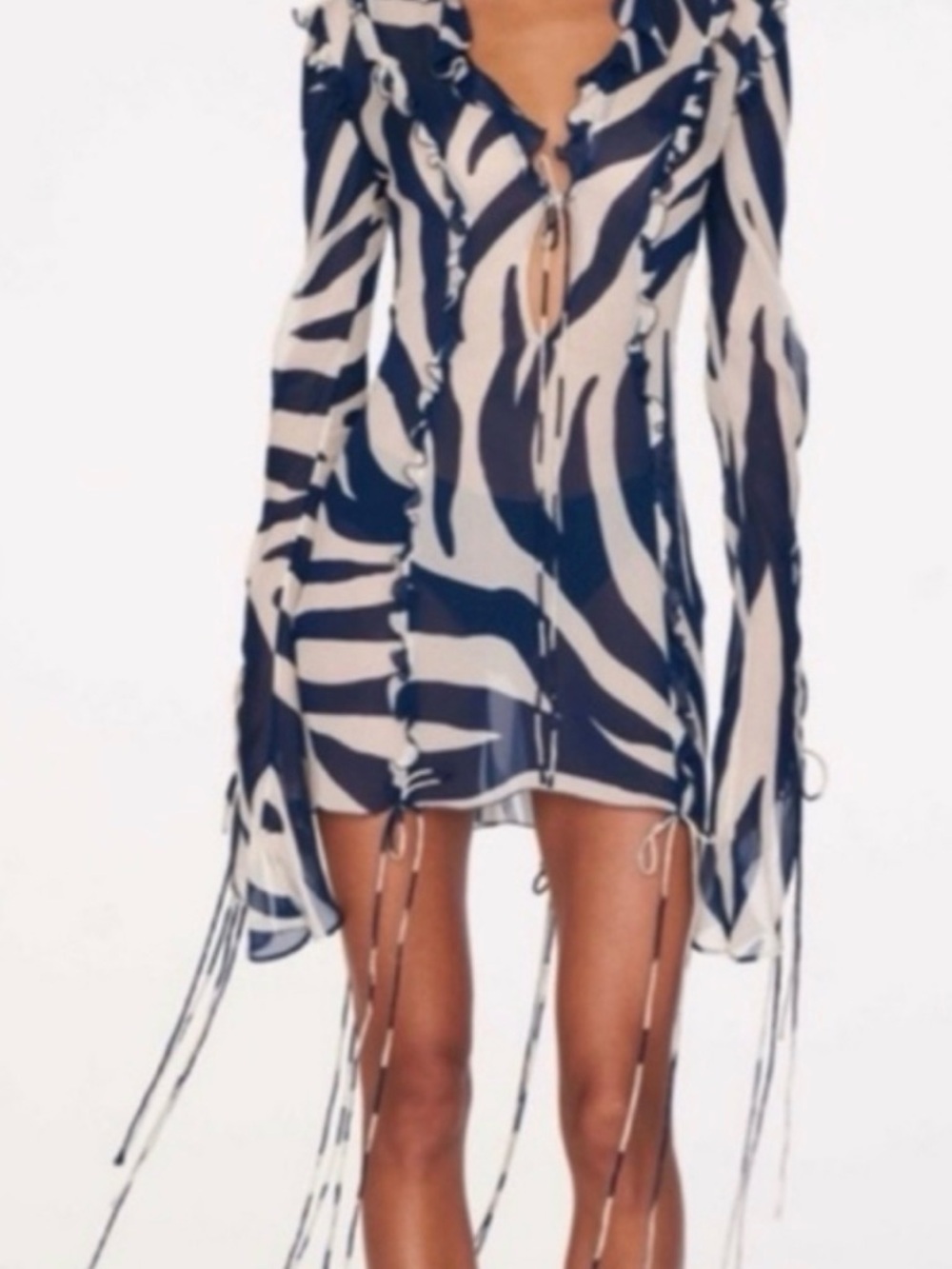 Rat & Boa Navy and Cream Zebra-Print Mini Dress